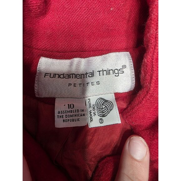 Fundamental Things Red Wool Blazer Jacket 1 Button Women's Petite 10 Vintage - Picture 3 of 6